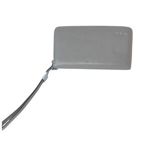 Bostonian Grey Pebbled Leather Zip Around Continental‎ Wristlet Wallet Organizer